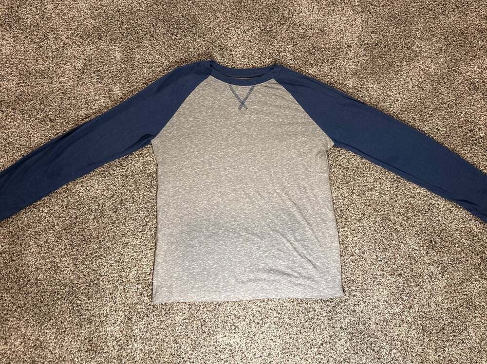 Jumping Beans Essential Tee Long Sleeve Raglan Shirt Grey Navy Size 8
